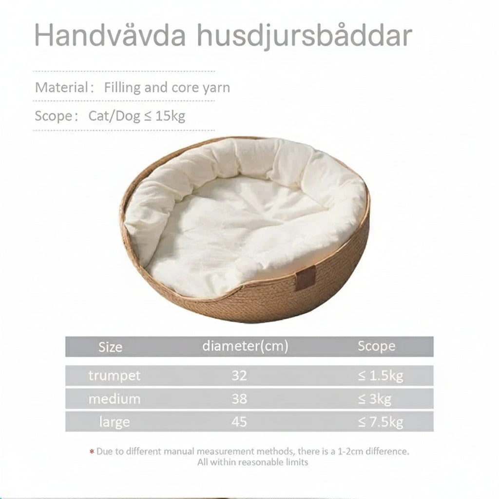 Pet Bed Soft Cat Kennel Dog Beds Sofa Bamboo Weaving Four Season Cozy Nest Baskets Waterproof Removable Cushion Sleeping Bag