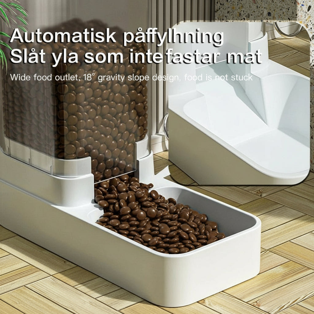 Automatic Cat Feeder & Water Dispenser with Gravity Food Storage Container for Cats and Dogs