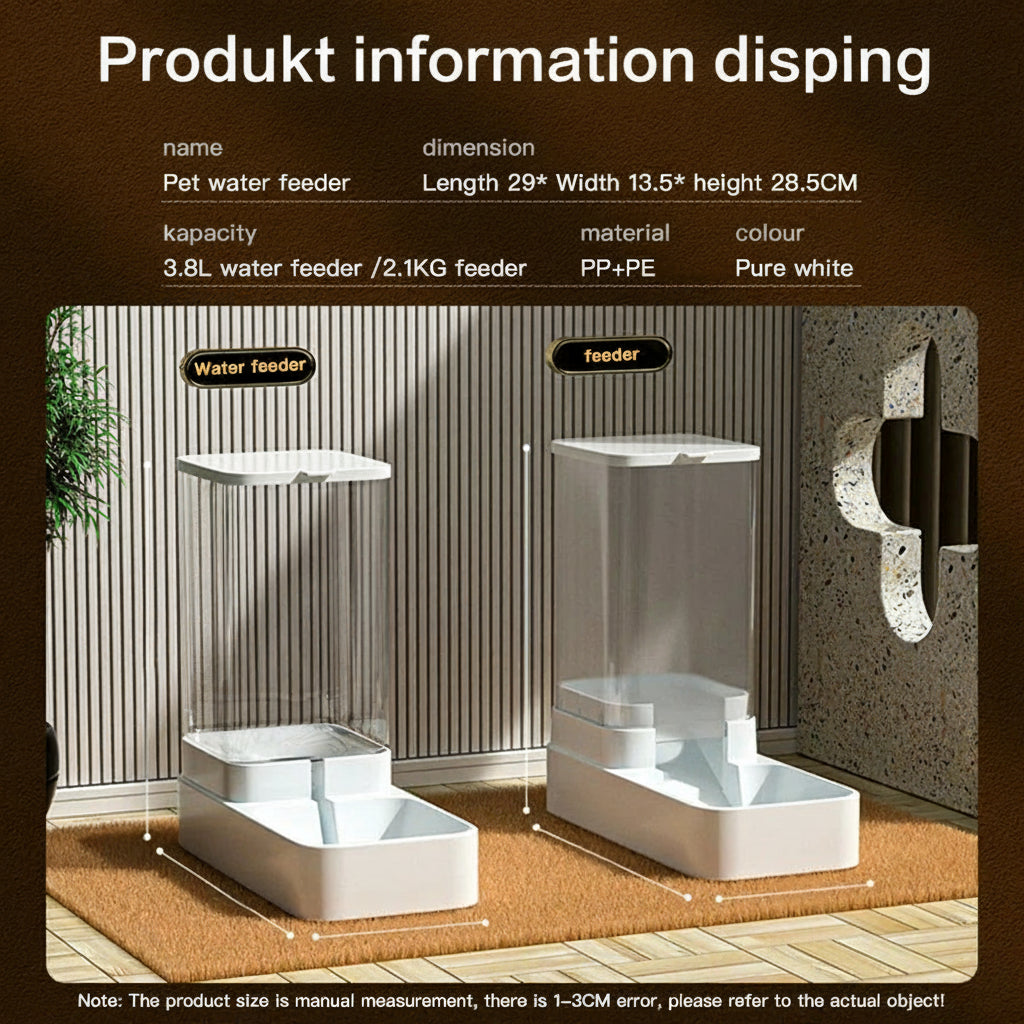 Automatic Cat Feeder & Water Dispenser with Gravity Food Storage Container for Cats and Dogs